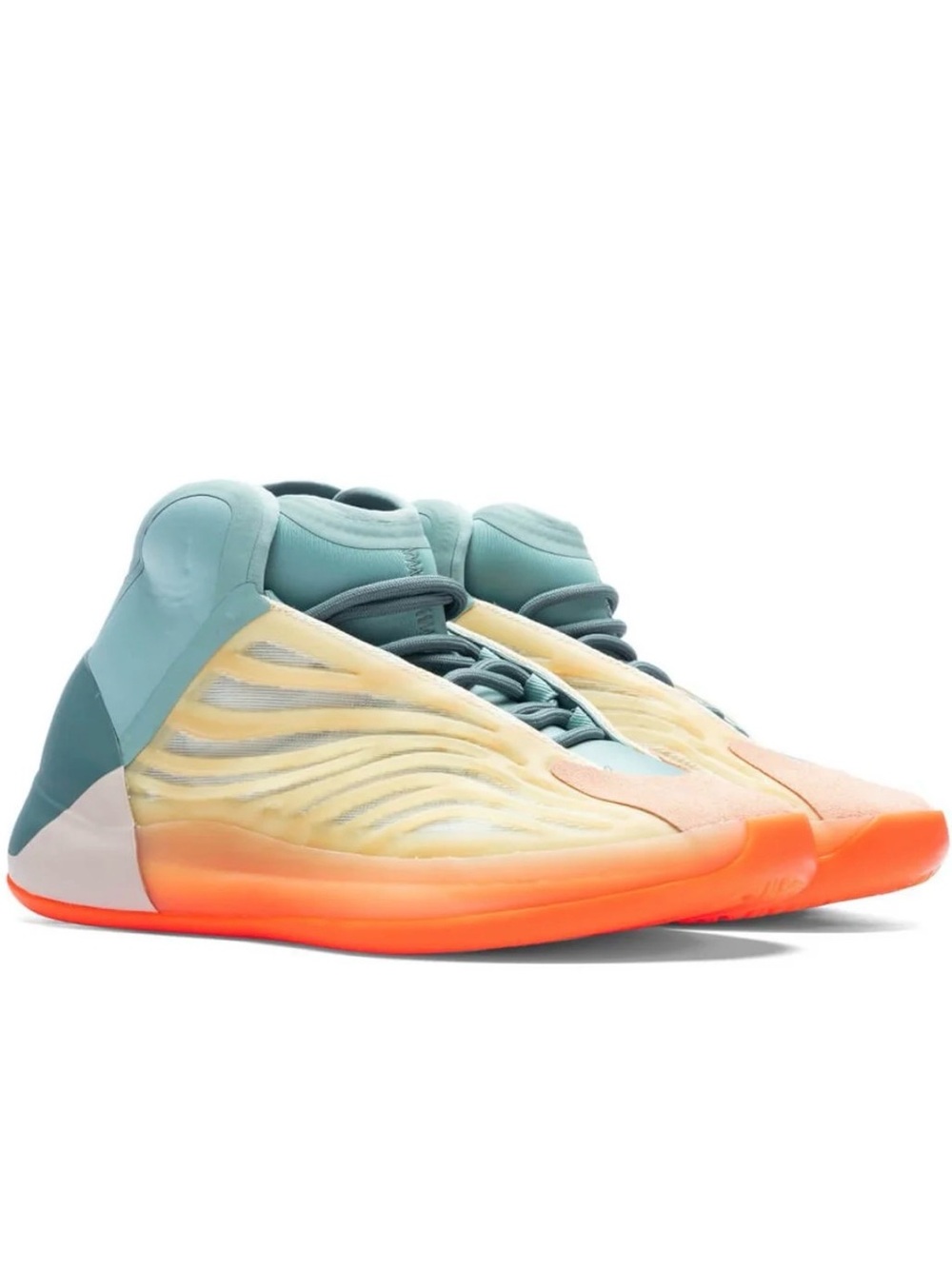Yeezy High-Top Sneakers - Aqua, Peach & Neon Orange